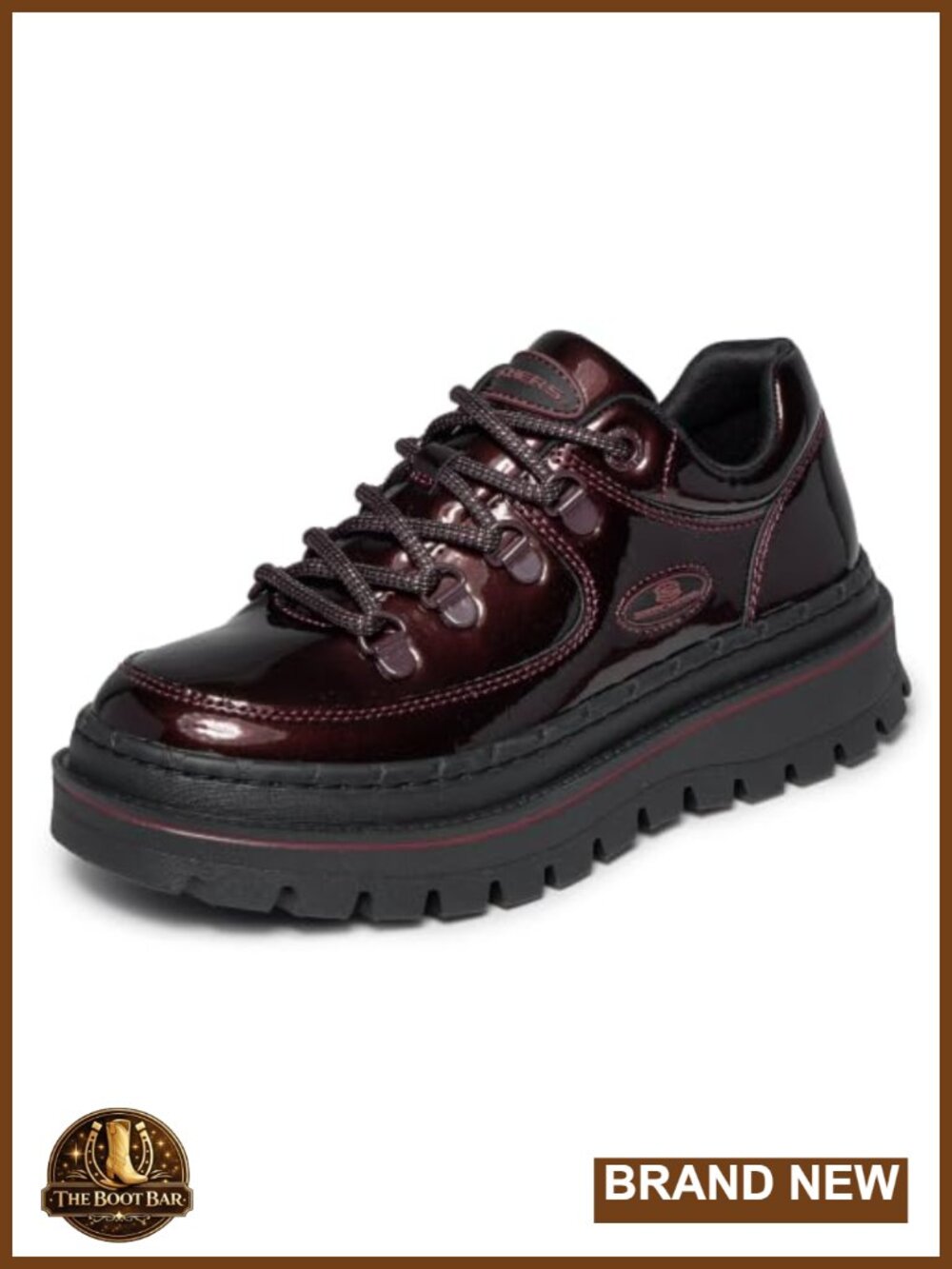 Patent Leather Platform Sneaker Boot Lace-Up Memory Foam Women's Shoes